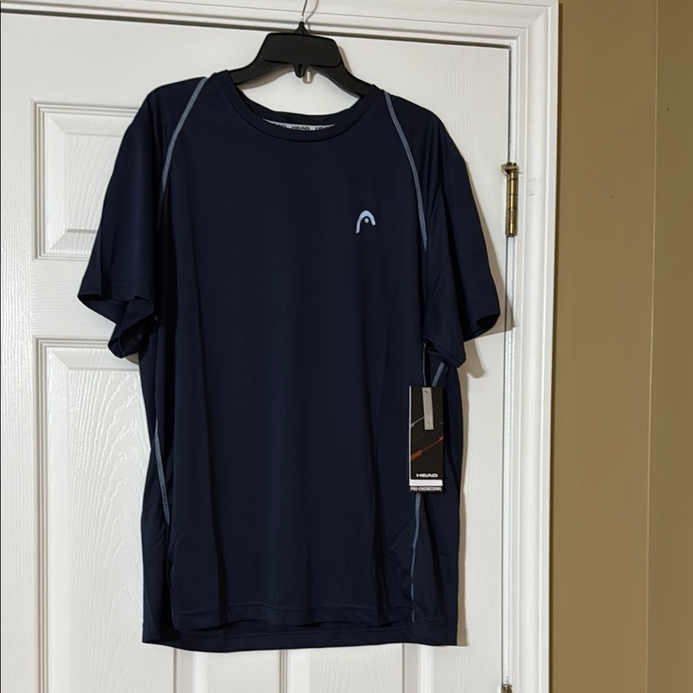 Men's Navy Blue Athletic Head brand Shirt L